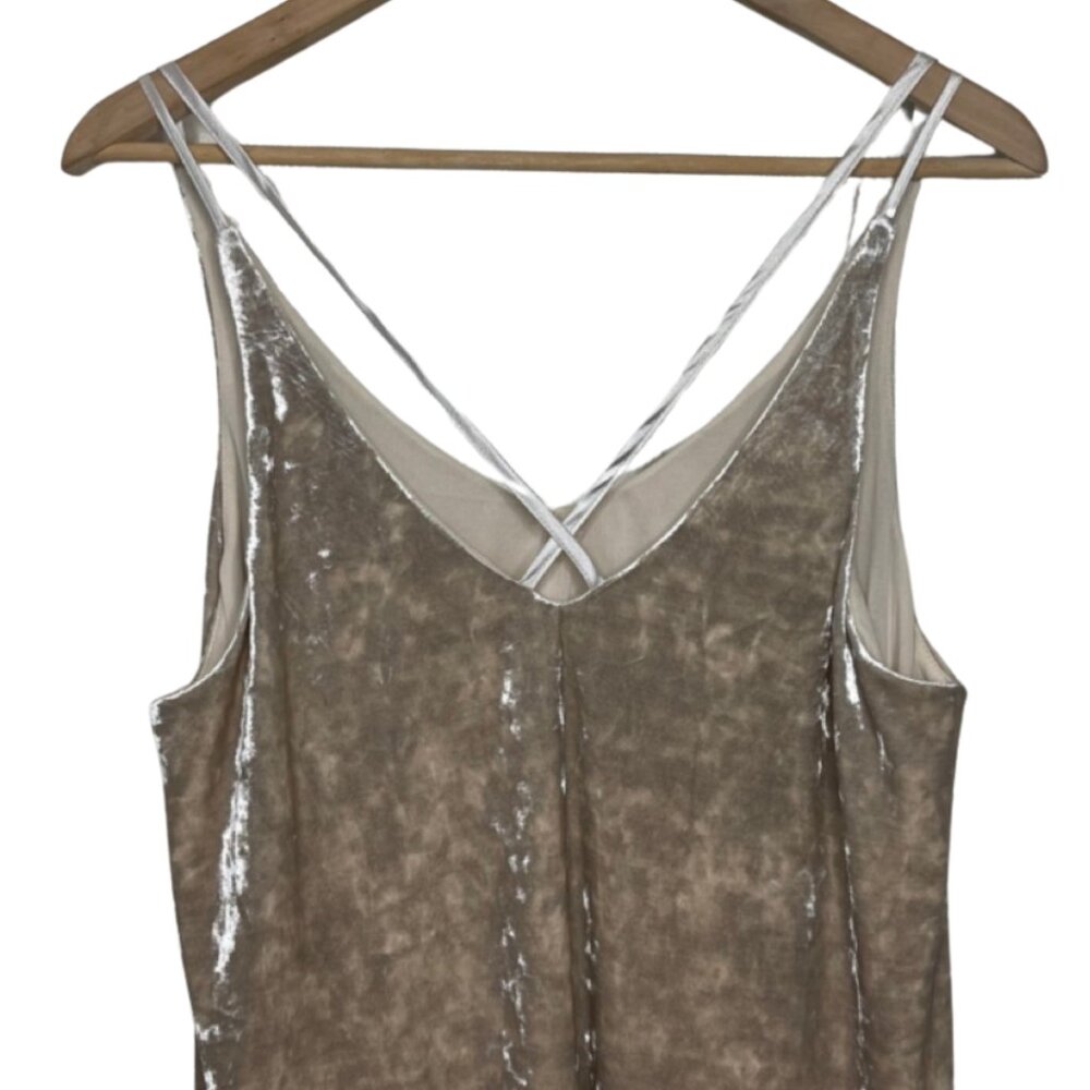 MISS LOVE | Champagne Gold Crushed Velour Strappy Mini Party Dress | Size L - Picture 5 of 10